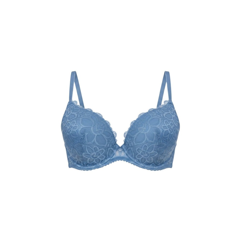 rue21 True Push Up Bra Womens 36C Blue New Floral Lace Underwire 282639GE